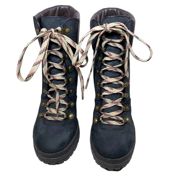 See By Chloe Eileen Lug Sole High Heel Lace Up Suede Leather Ankle Boot Black 36 - Picture 4 of 13